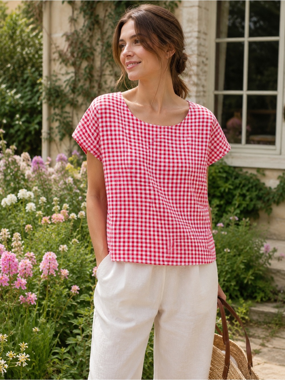 Mes Soeurs Et Moi Gingham Cotton Top Red Sz 0
